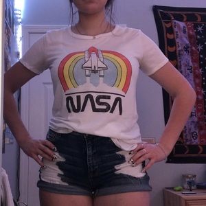 NASA white-rainbow graphic Tee